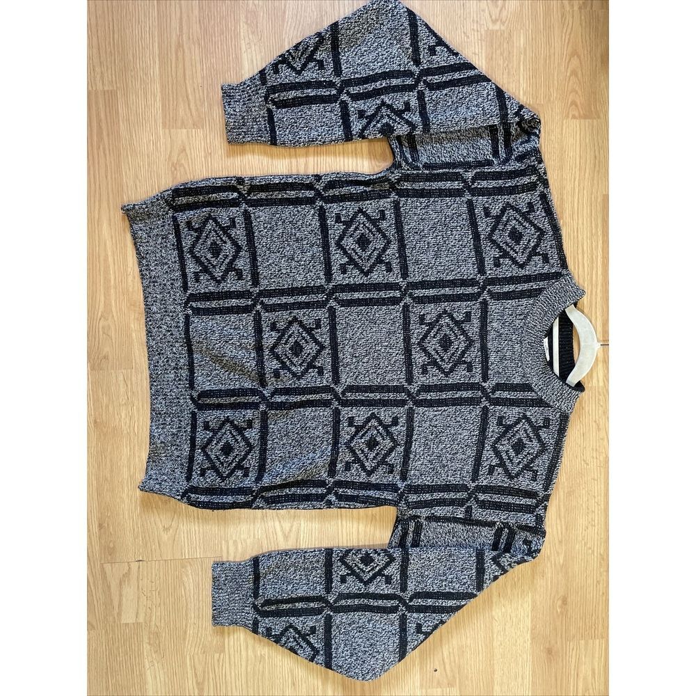 Vintage Forum‎ Men's Extra Large Black & Grey Crew Neck Sweater Made In Italy